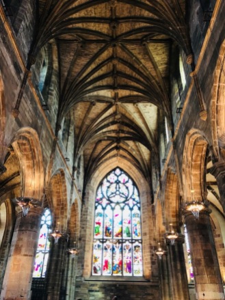 St. Giles Cathedral ceiling and stained glass